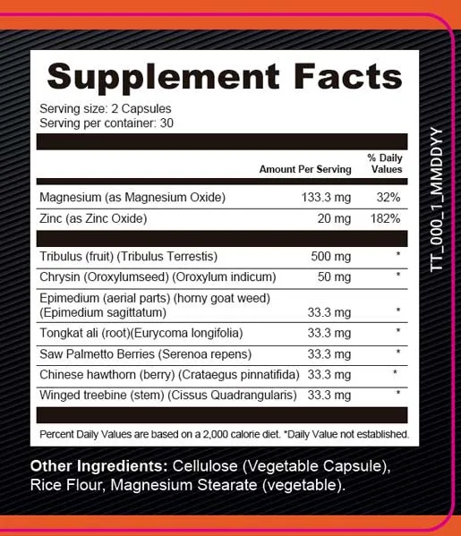 EndoPeak Supplement Facts panel EndoPeak Supplement Facts panel with serving size and ingredient amounts